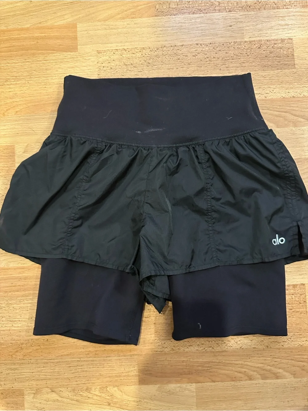 ALO Yoga Black Layered Skort with Biker Shorts